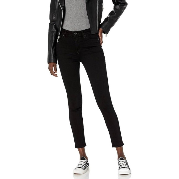 7 For All Mankind Denim - 7 For All Mankind Kimmie Crop Jeans Women 25 Black Excellent Skinny Mid Rise